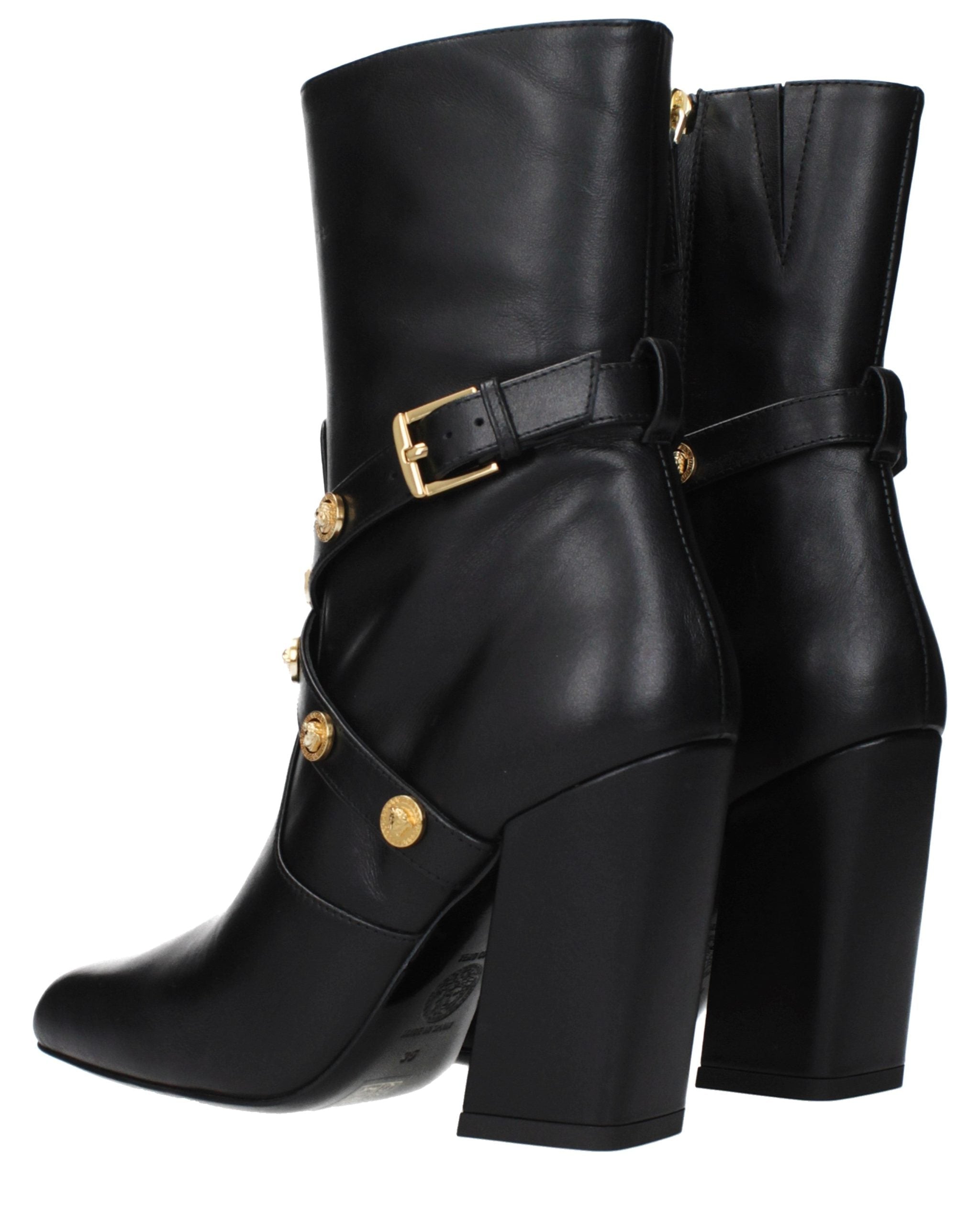 Black Leather Ankle Boots