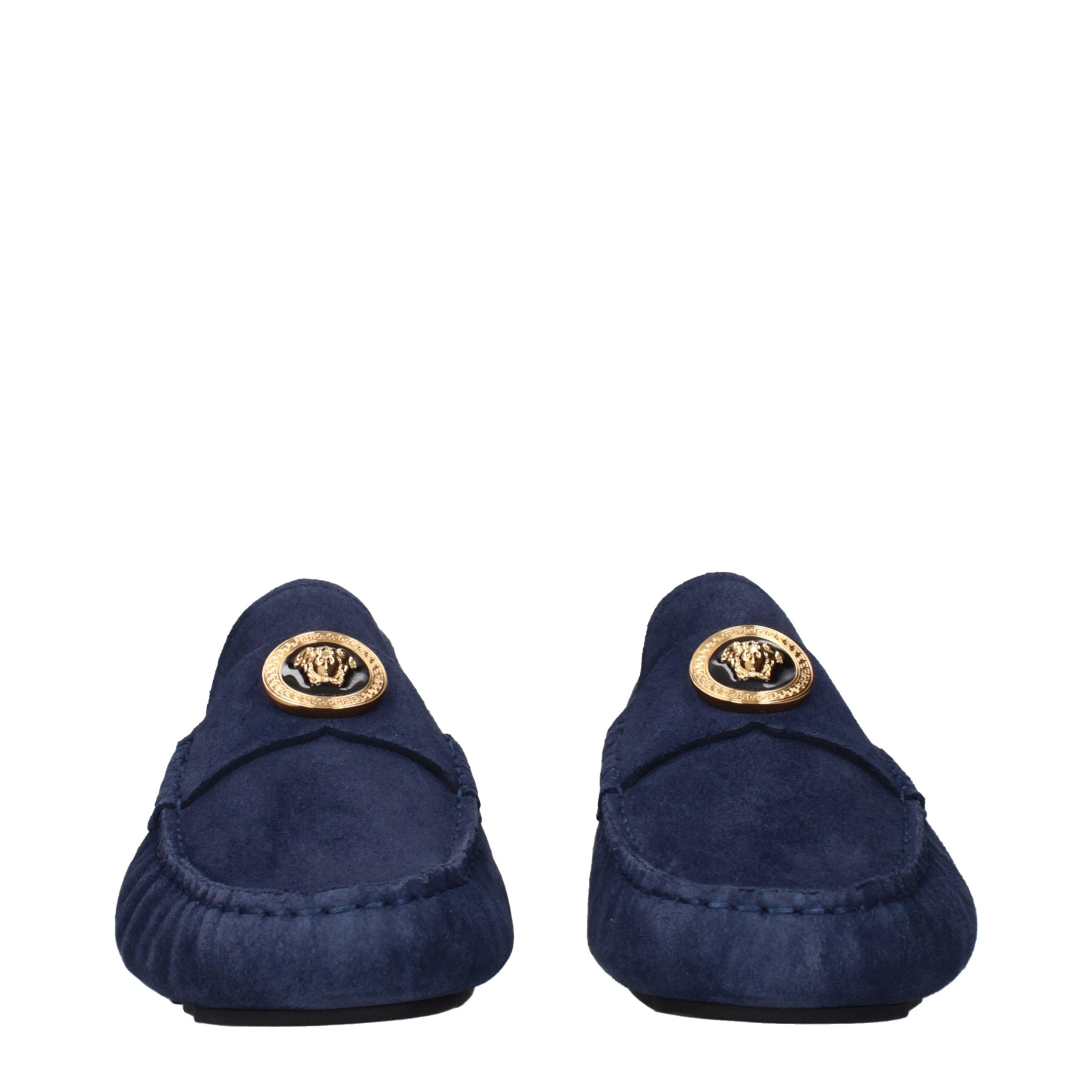 Blue Leather Slip-On Loafers