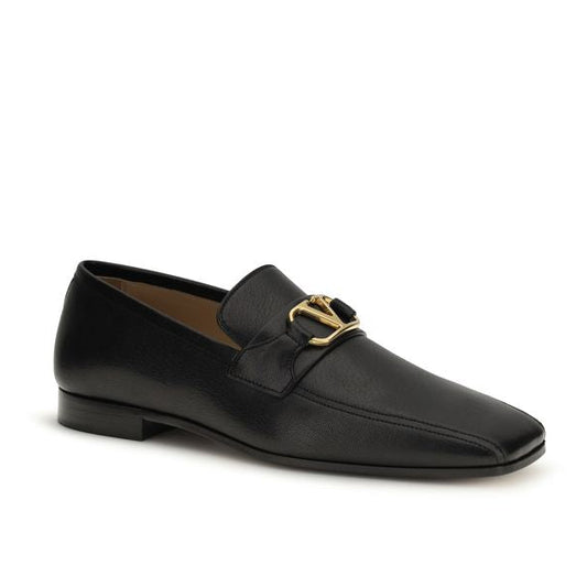 Black Goatskin Slip-On Loafers