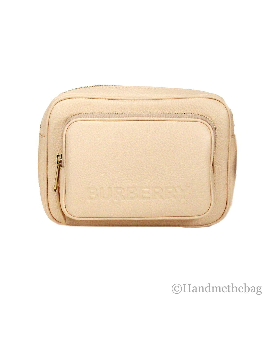 Burberry Small Branded Peach Pink Grainy Leather Camera Crossbody Bag