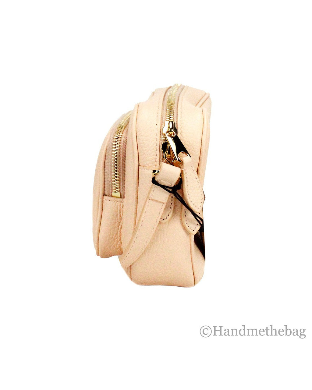 Burberry Small Branded Peach Pink Grainy Leather Camera Crossbody Bag