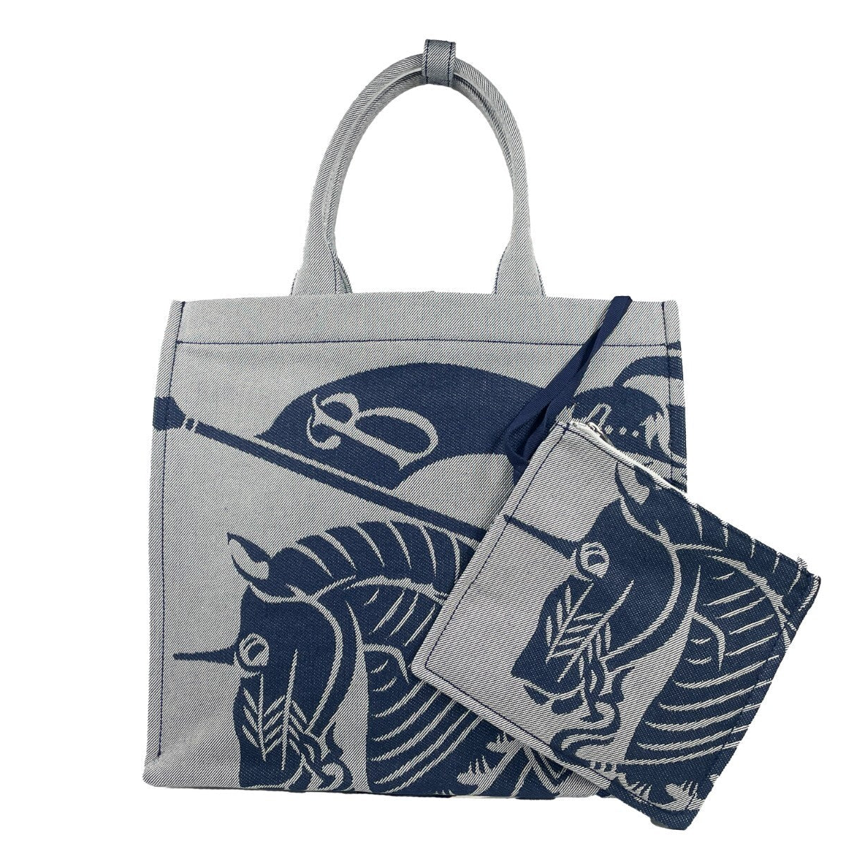 Burberry Navy EKD Canvas Tote Bag With Coin Pouch