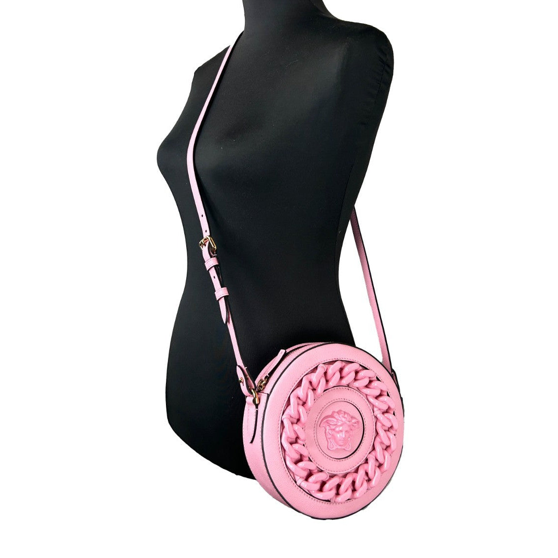 Versace Round Disco Leather Camera Case Crossbody Bag