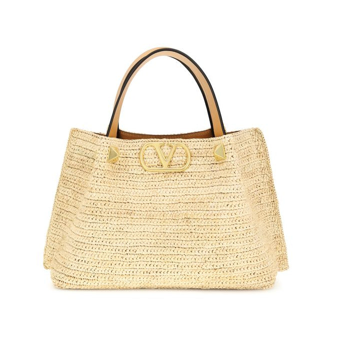 Beige Raffia Shoulder Bag