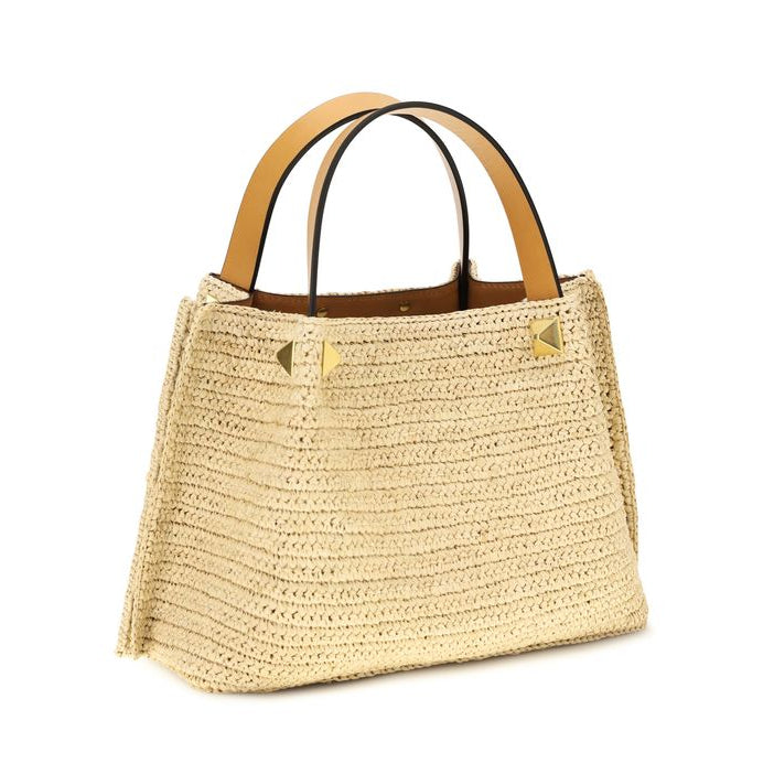 Beige Raffia Shoulder Bag