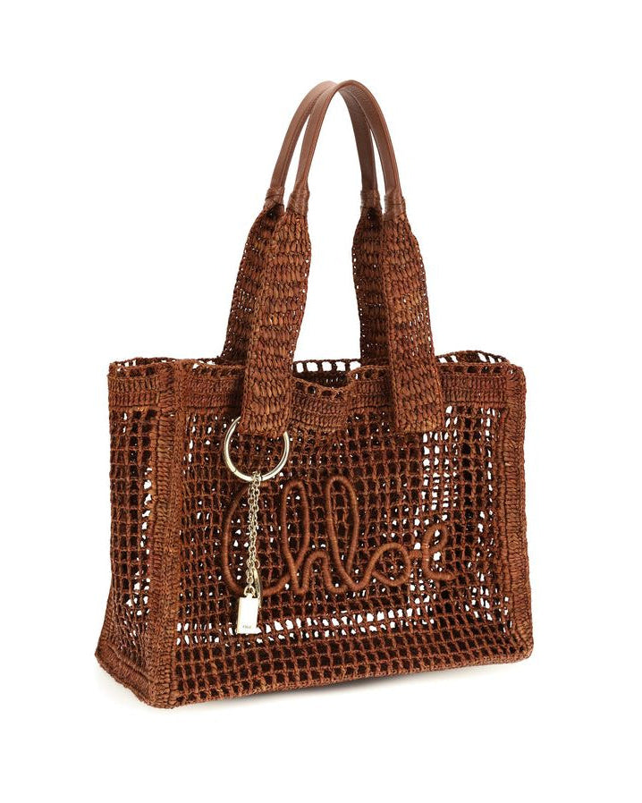 Brown Raffia Shoulder Bag