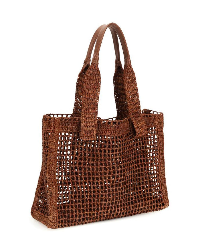 Brown Raffia Shoulder Bag