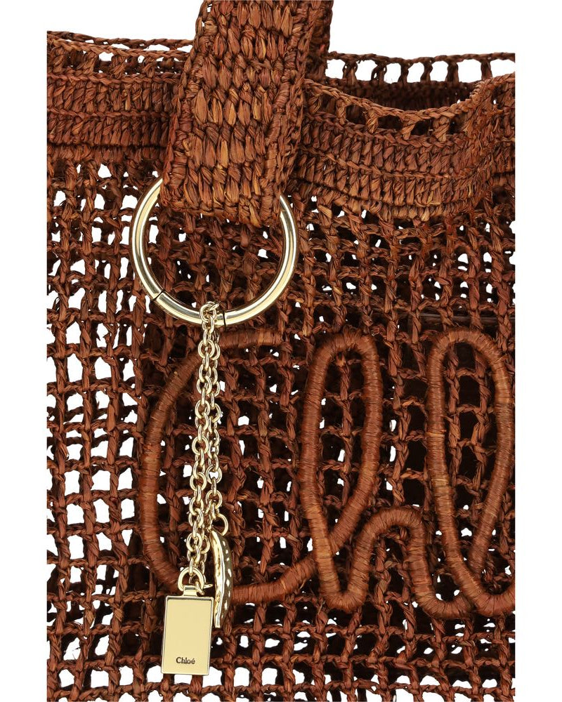 Brown Raffia Shoulder Bag
