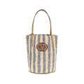 Blue Raffia Backet Bag