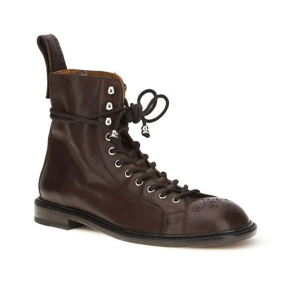 Brown Calf Leather Bos Taurus Lace-Up Boots
