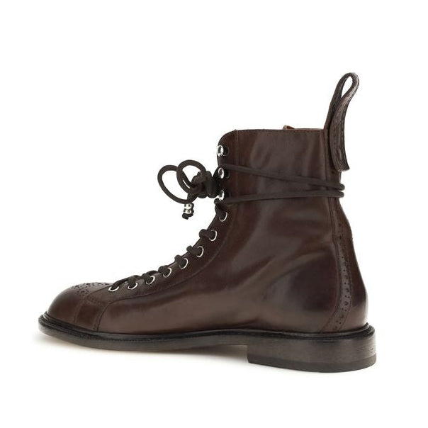 Brown Calf Leather Bos Taurus Lace-Up Boots