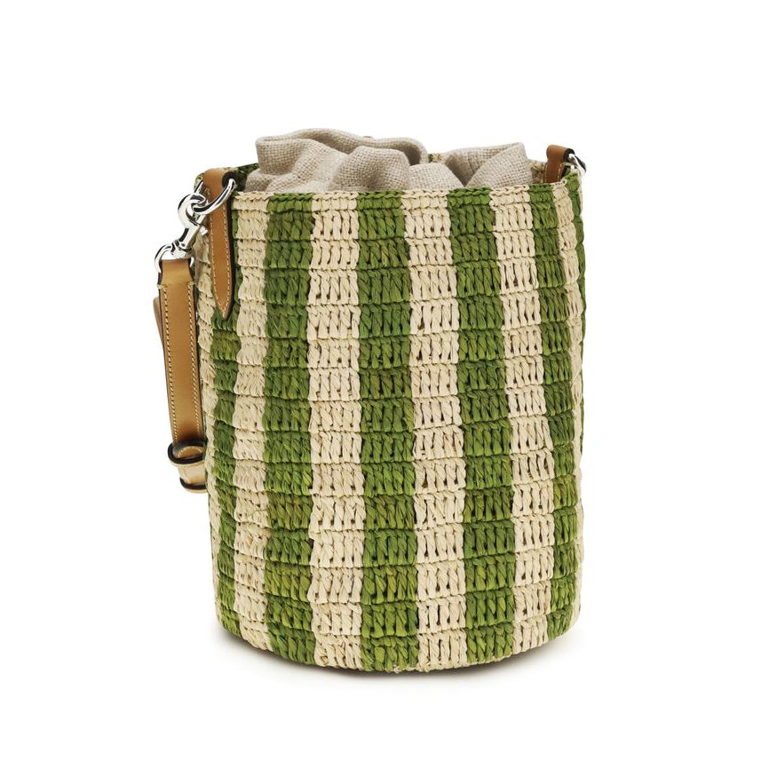 Bicolor Raffia Backet Bag