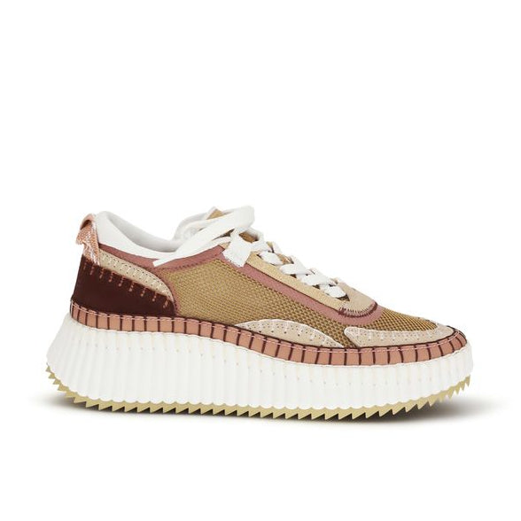 Brown Polyester Chunky Sneakers