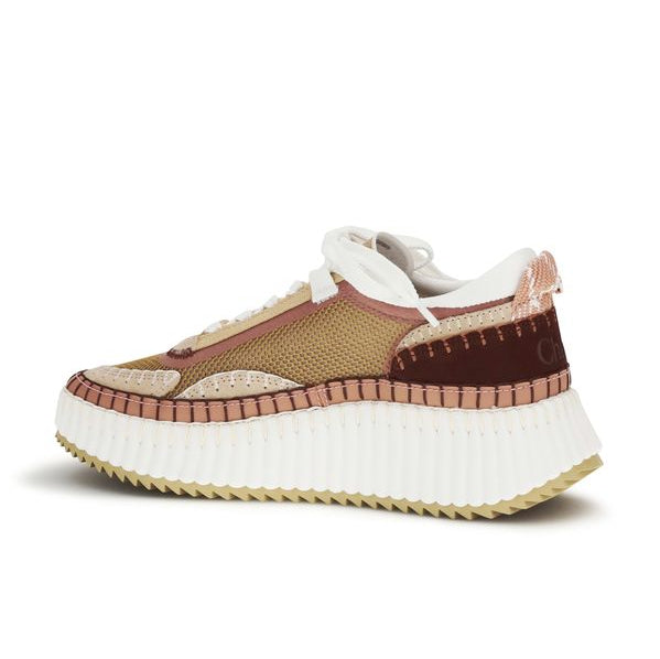 Brown Polyester Chunky Sneakers