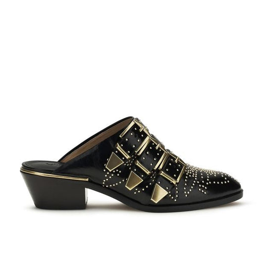 Black Calf Leather Bos Taurus Mules