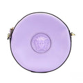 Versace Round Disco Lilac Pebbled Leather Camera Case Crossbody Bag Purse