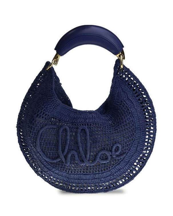 Blue Raffia Shoulder Bag