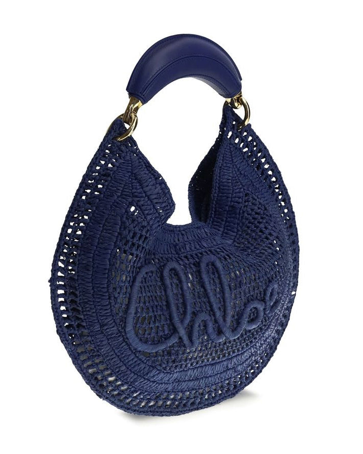 Blue Raffia Shoulder Bag