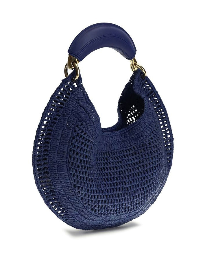 Blue Raffia Shoulder Bag