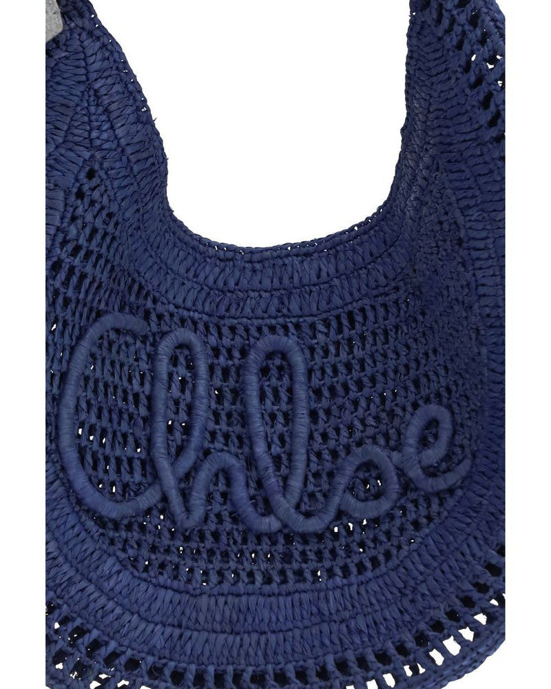 Blue Raffia Shoulder Bag