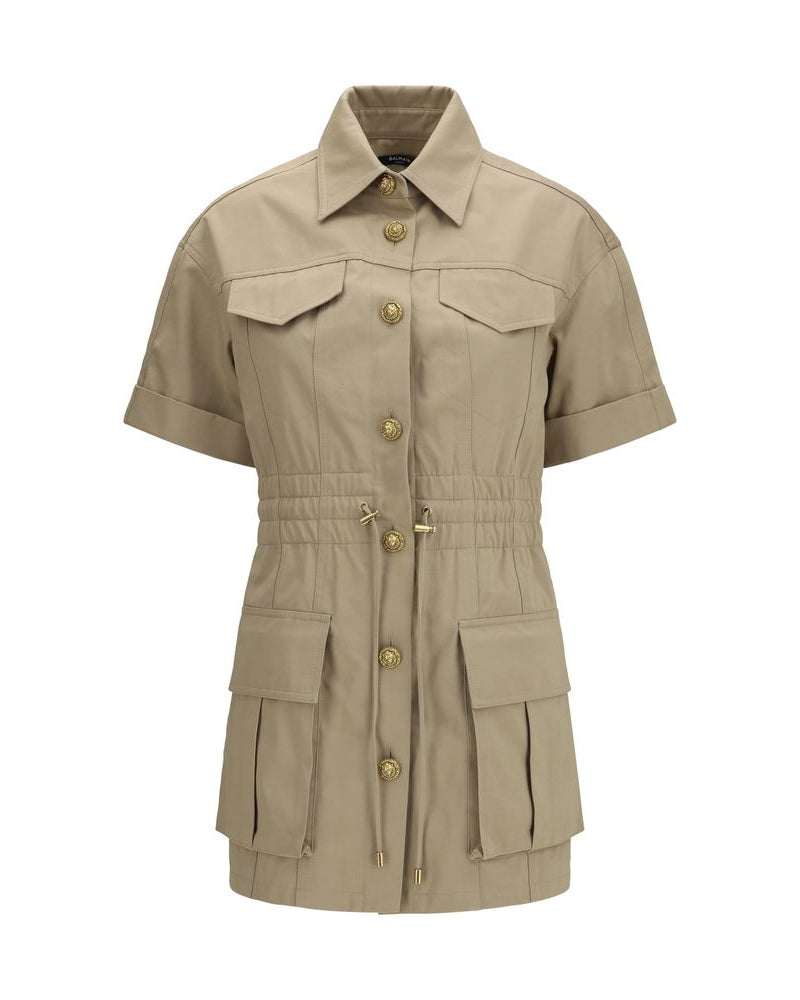 Beige Cotton Casual Dress