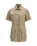 Beige Cotton Casual Dress