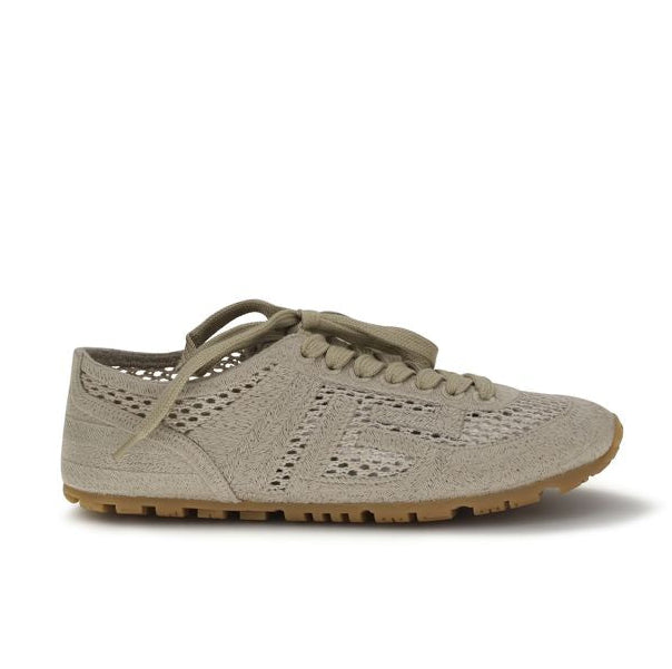 Beige Cotton Athletic Sneakers