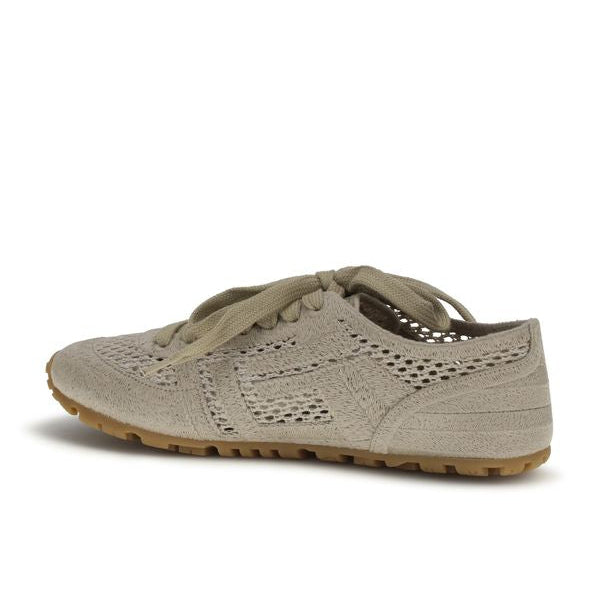 Beige Cotton Athletic Sneakers