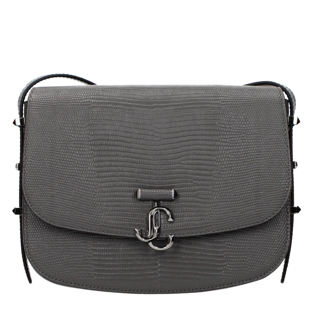 Gray Leather Crossbody Bag