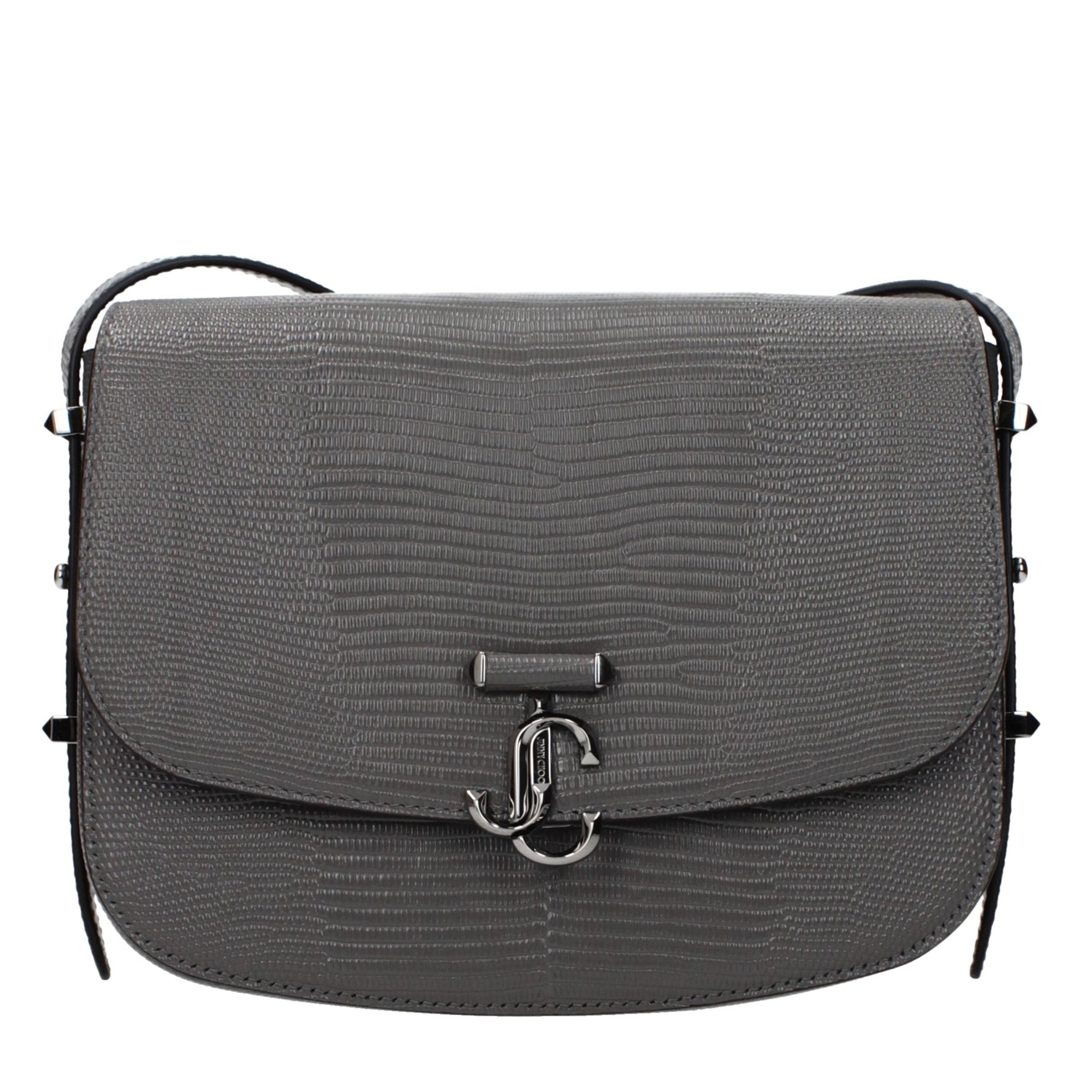 Gray Leather Crossbody Bag