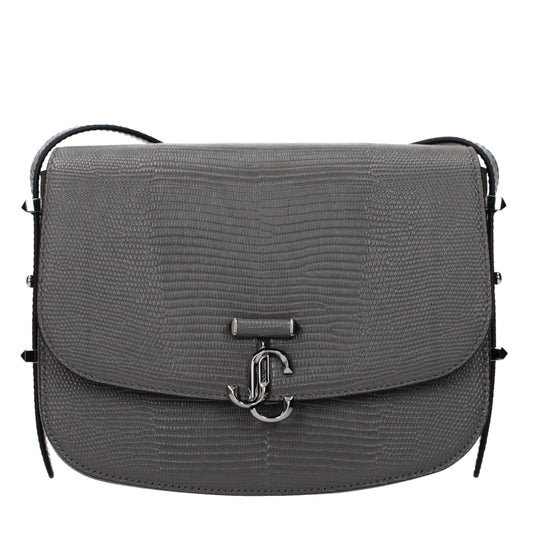 Gray Leather Crossbody Bag
