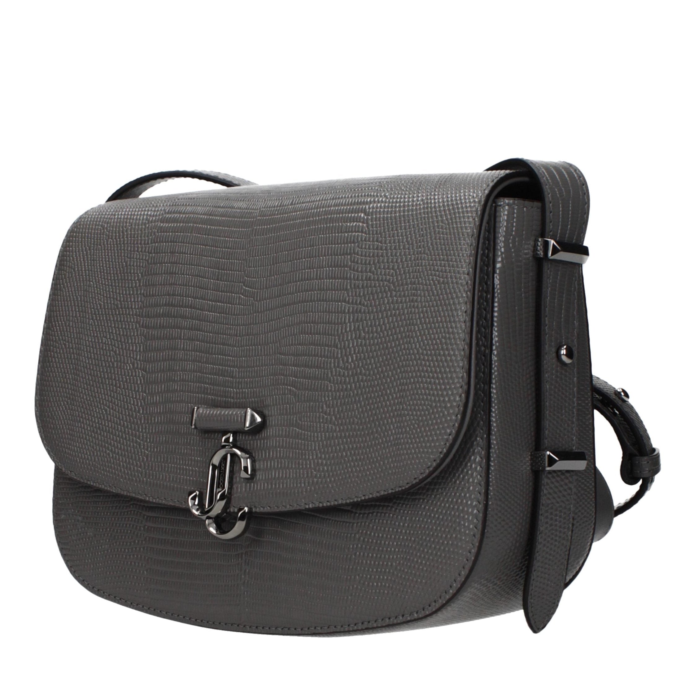 Gray Leather Crossbody Bag
