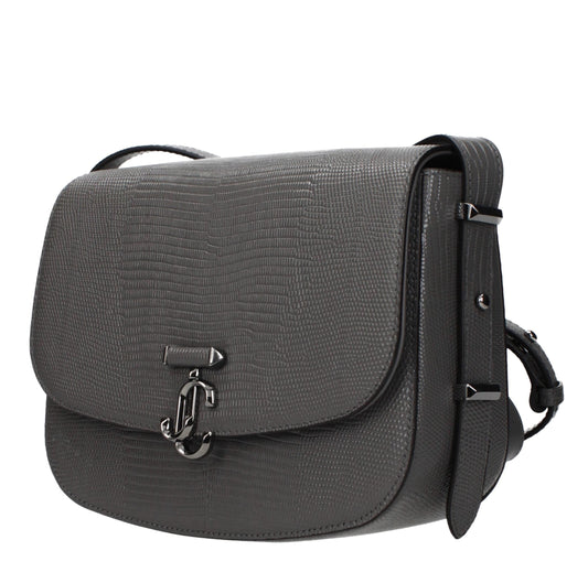 Gray Leather Crossbody Bag