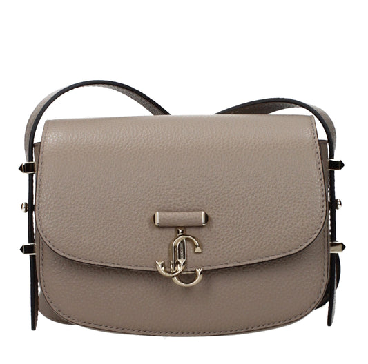 Gray Leather Crossbody Bag