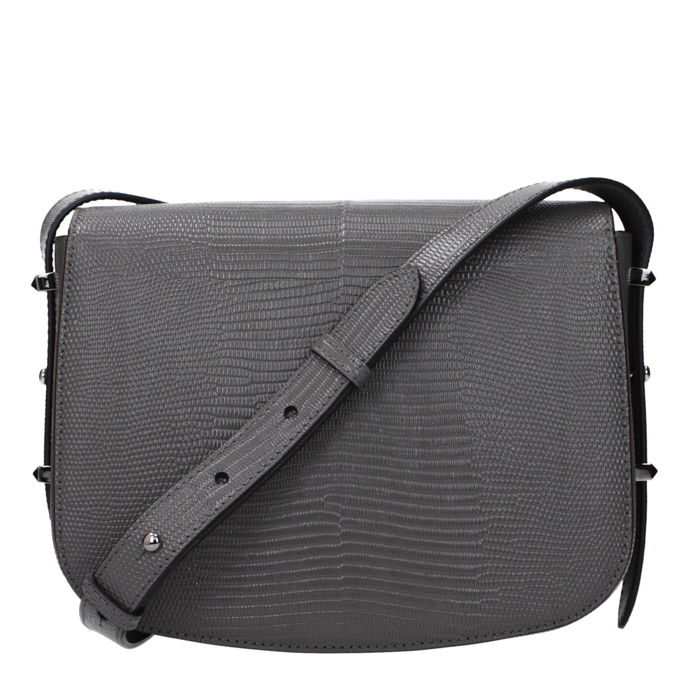 Gray Leather Crossbody Bag