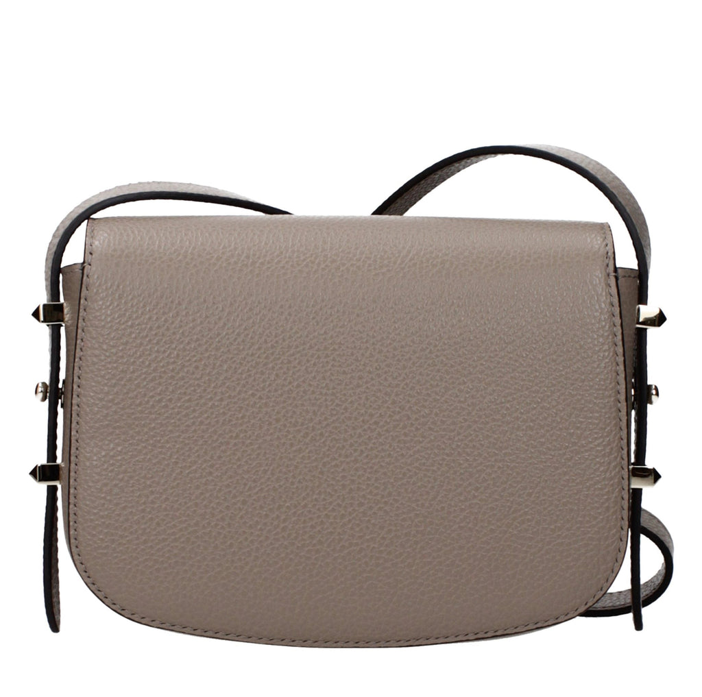 Gray Leather Crossbody Bag
