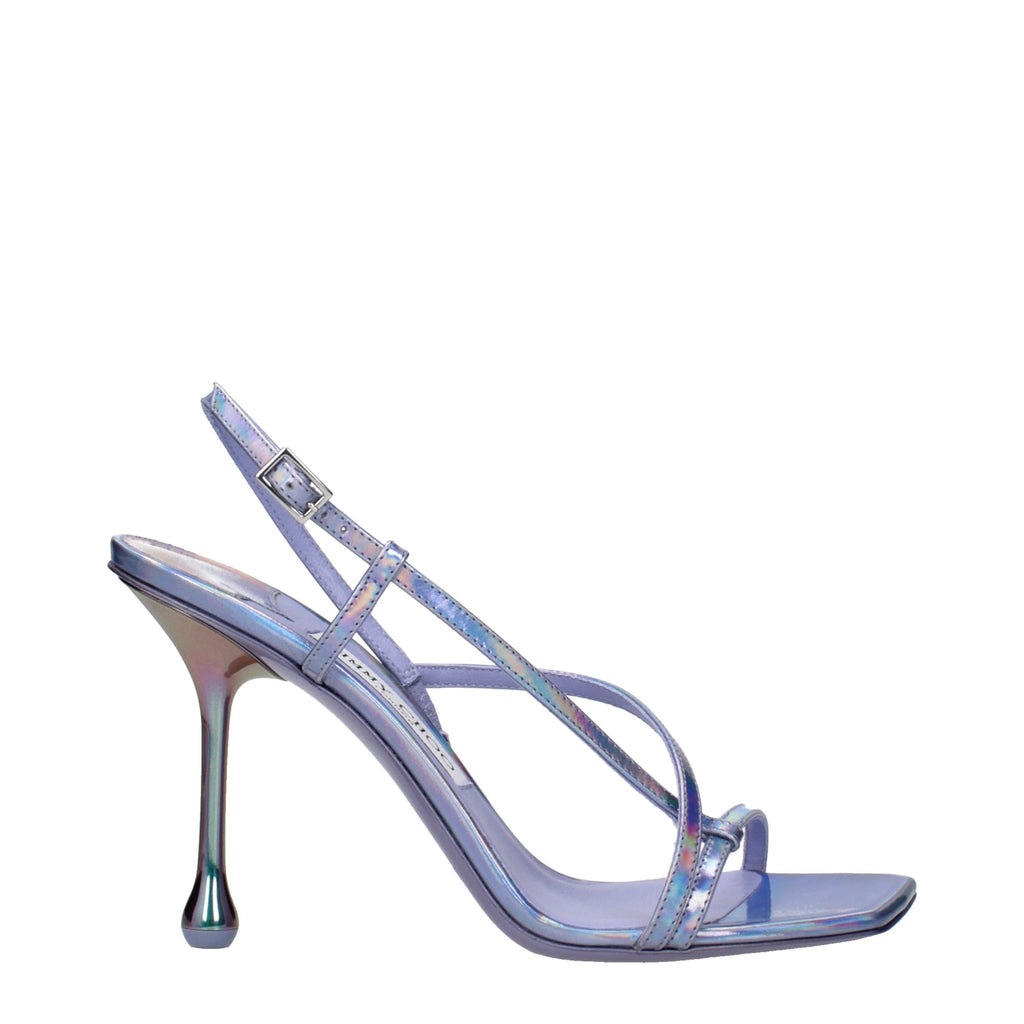 Purple Leather Stiletto Heel Sandals