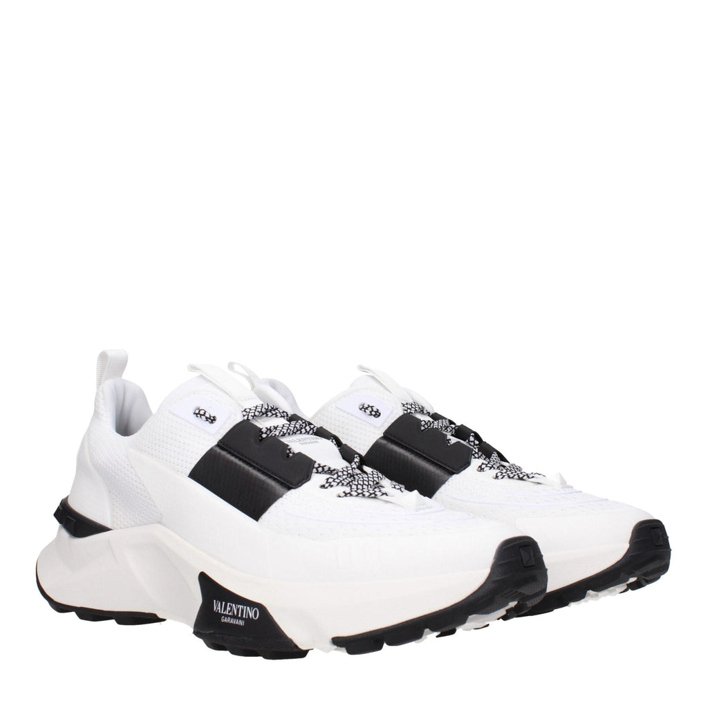 White Fabric Athletic Sneakers