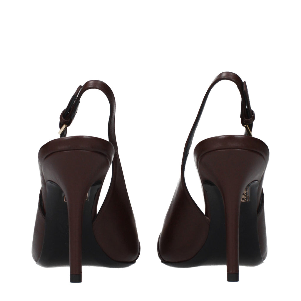 Brown Leather High Heel Pumps