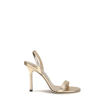 Gold Calf Leather Bos Taurus Stiletto Heel Sandals