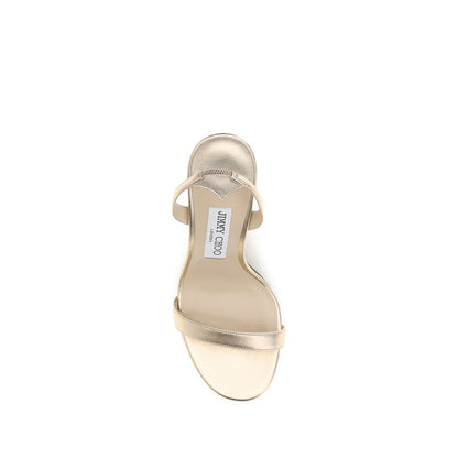 Gold Calf Leather Bos Taurus Stiletto Heel Sandals