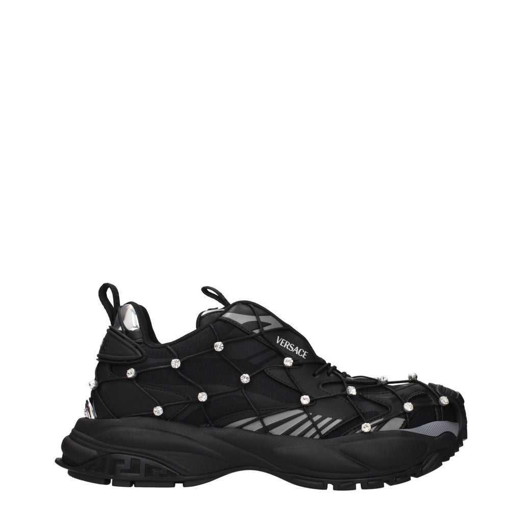Black Fabric Chunky Sneakers