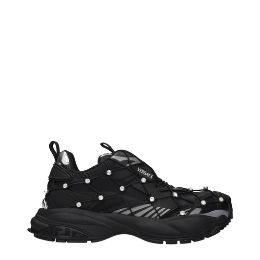 Black Fabric Chunky Sneakers