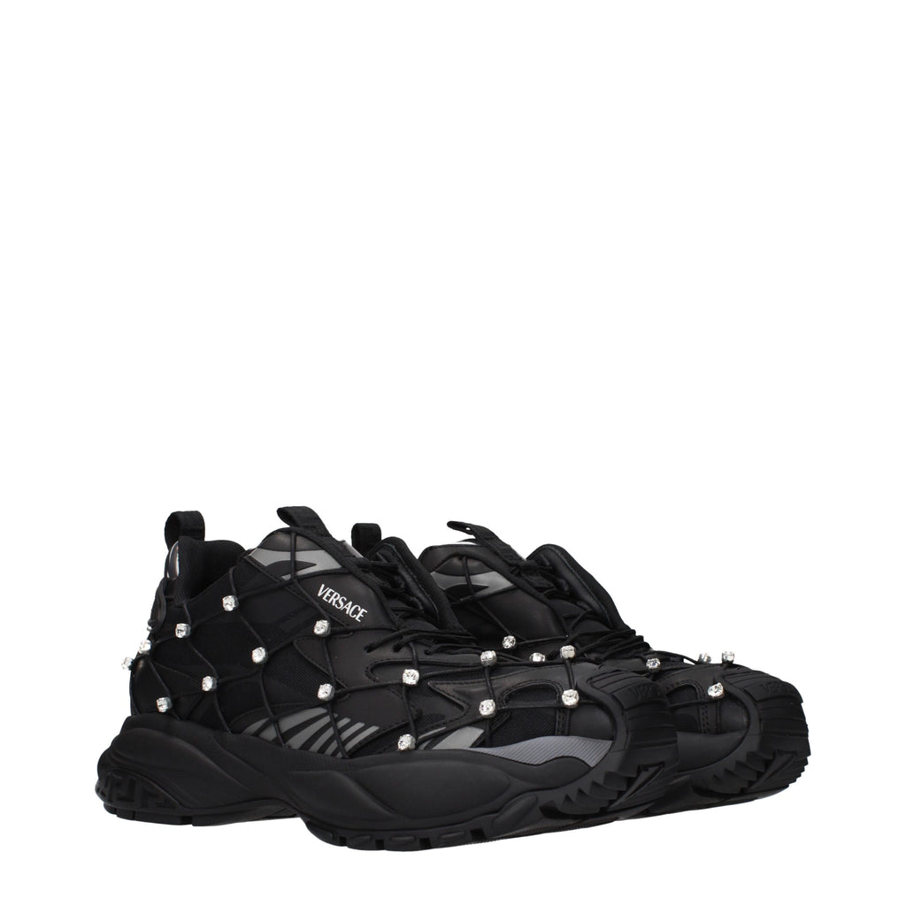 Black Fabric Chunky Sneakers