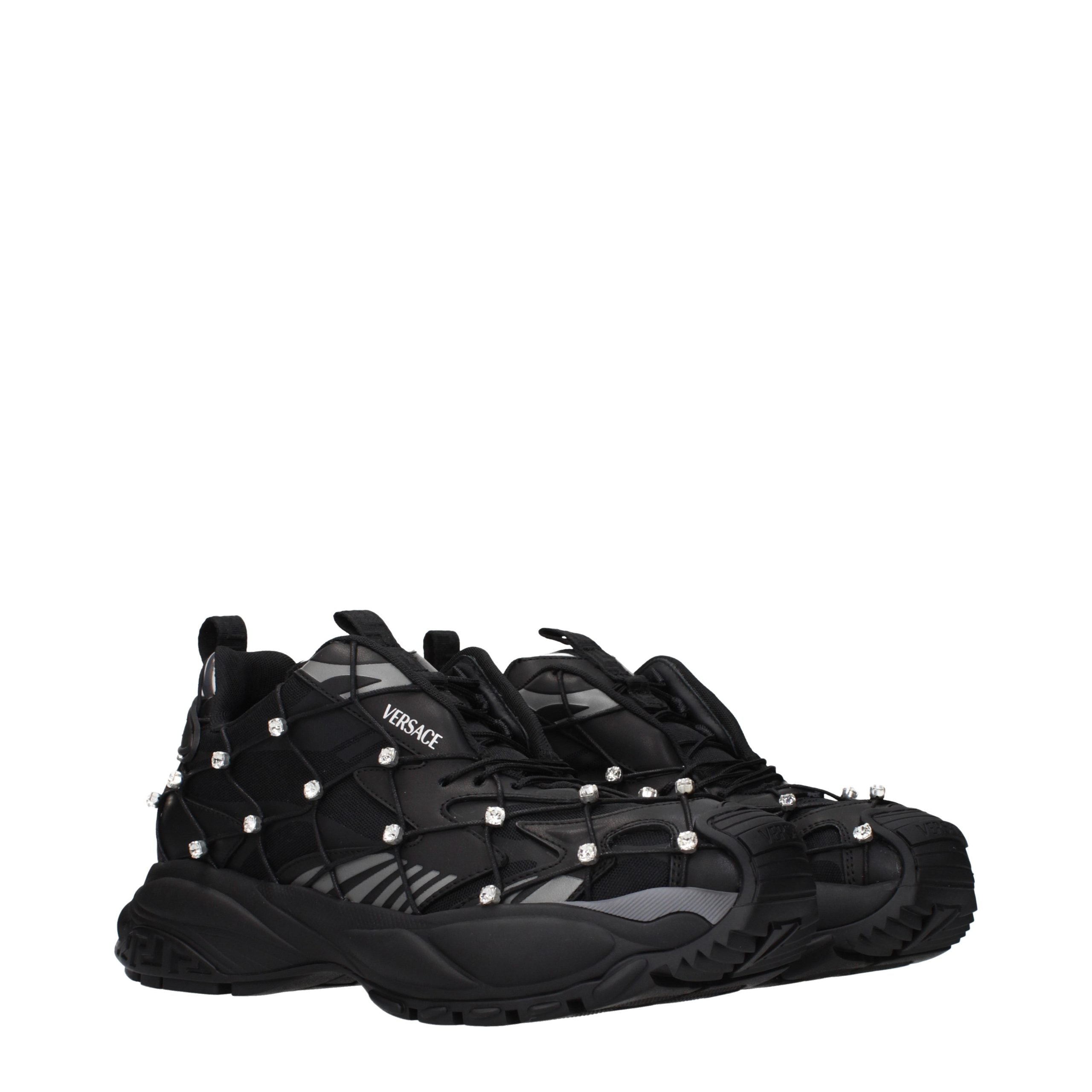Black Fabric Chunky Sneakers