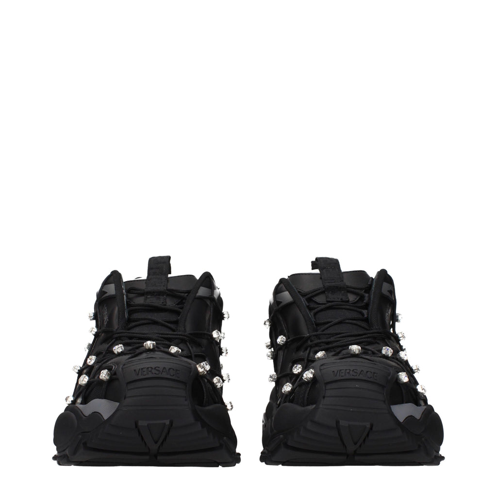 Black Fabric Chunky Sneakers