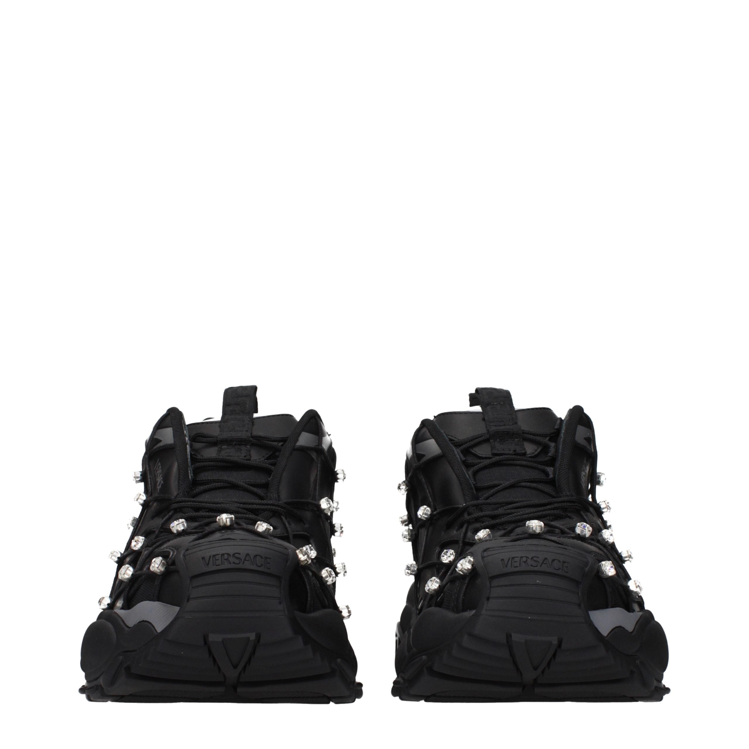 Black Fabric Chunky Sneakers