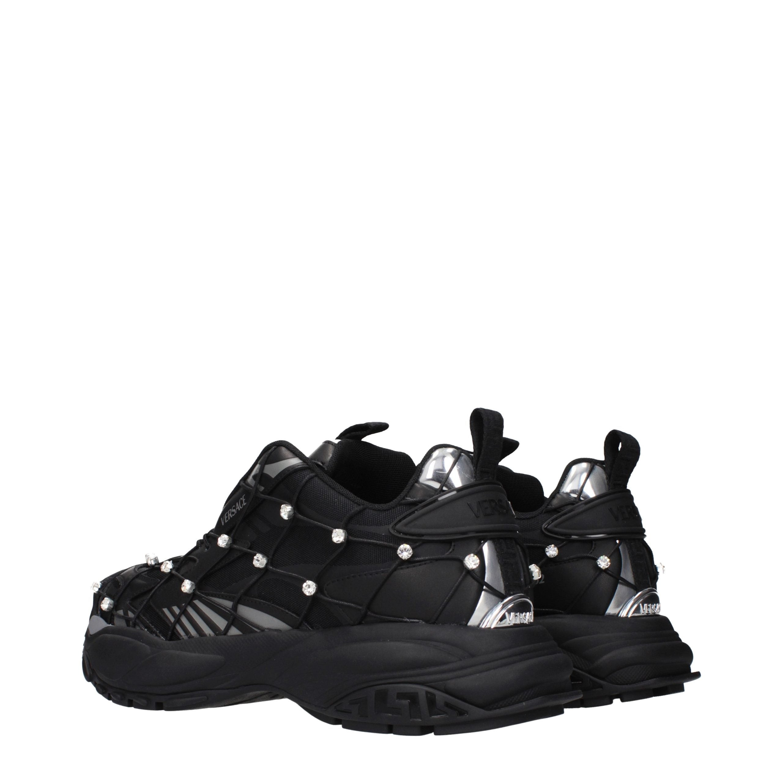 Black Fabric Chunky Sneakers