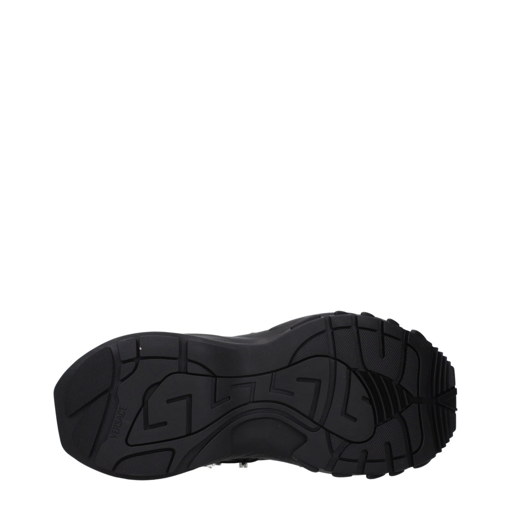 Black Fabric Chunky Sneakers