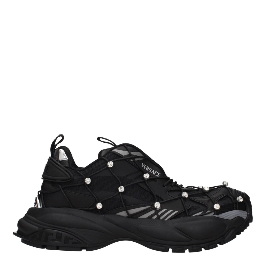 Black Fabric Chunky Sneakers